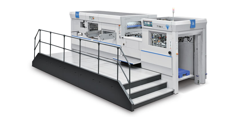 Automatic die-cutting machine with stirpping (Double cam gripper bar)