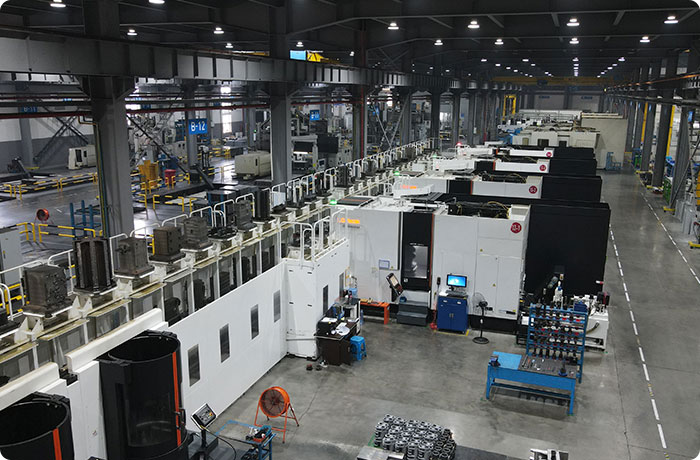 A clean factory, along with machinery